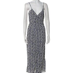 Reformation XS Midi Wrap Dress Floral Blue and White